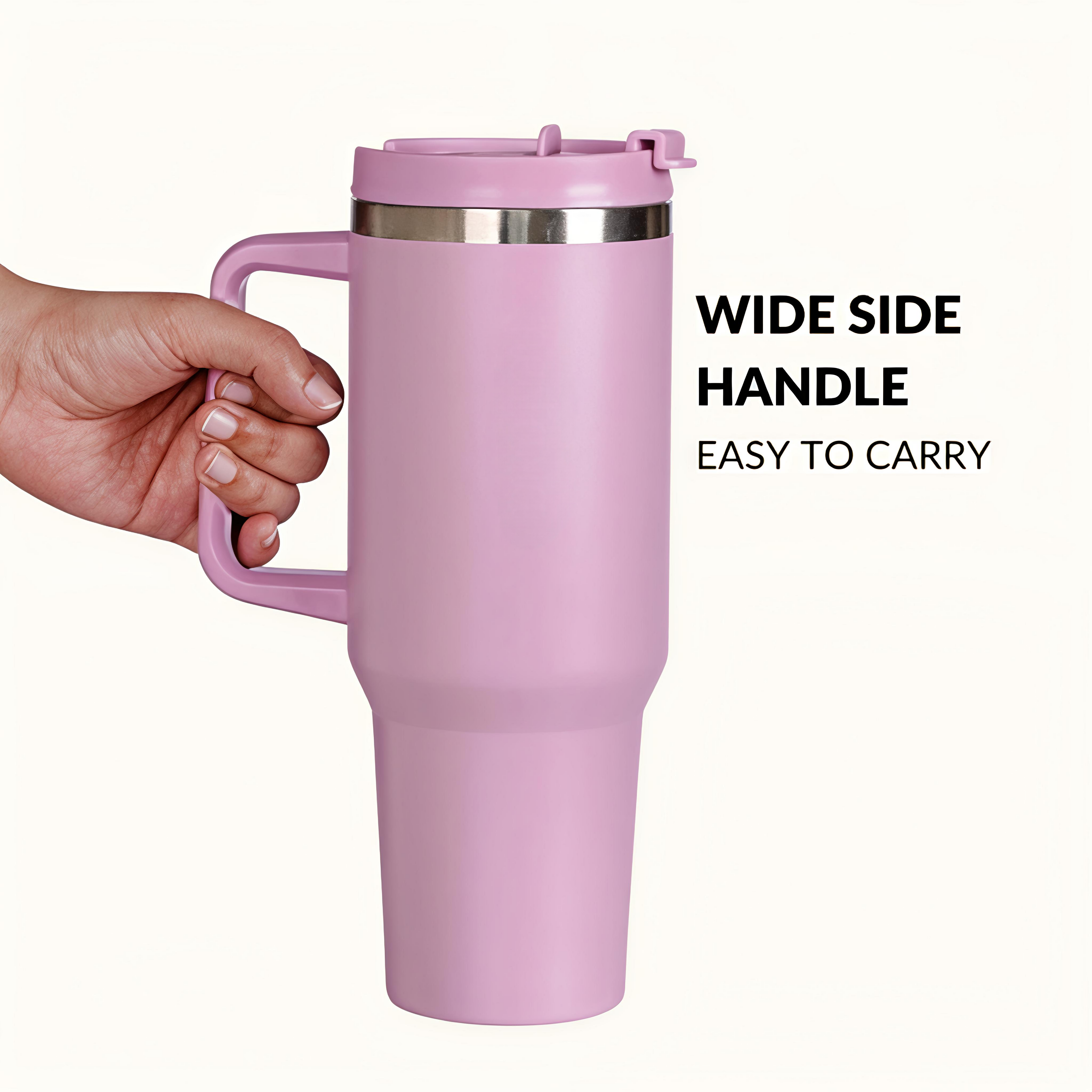 Tumbler With Handle and Straw Lid, Stainless Steel Vacuum Insulated Tumbler, Travel Mug Straw Covers Cup for Water, Iced Tea or Coffee, Smoothie, Gifts for Women Men