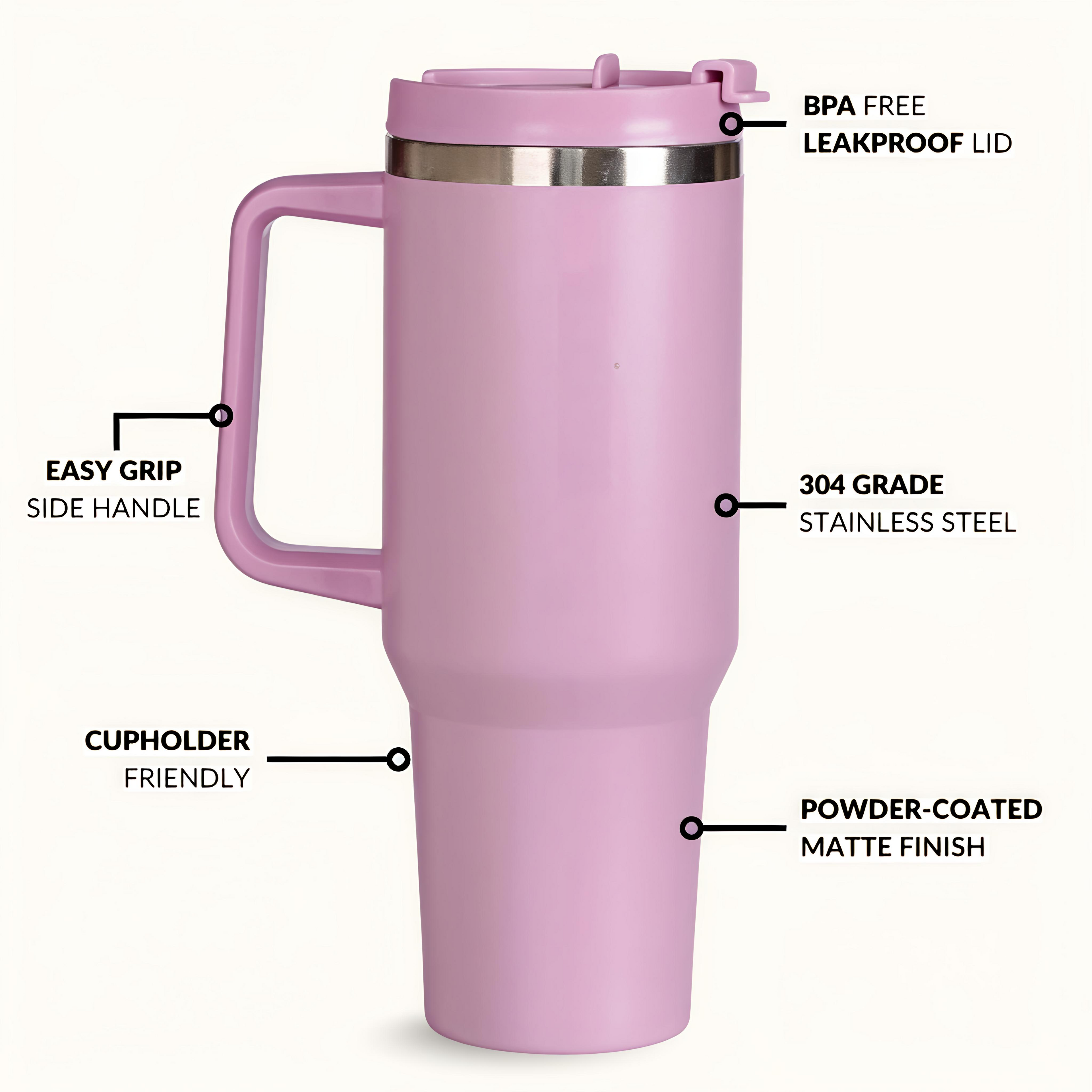 Tumbler With Handle and Straw Lid, Stainless Steel Vacuum Insulated Tumbler, Travel Mug Straw Covers Cup for Water, Iced Tea or Coffee, Smoothie, Gifts for Women Men