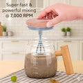 Electric Self-Stirring Glass Mug – 400ml Automatic Magnetic Mixing Cup with Wood-Grain Finish Handle & Lid – Battery Operated Protein Shaker and Coffee Mixer